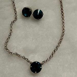 Emerald Green Single Stone Necklace and Matching Earrings